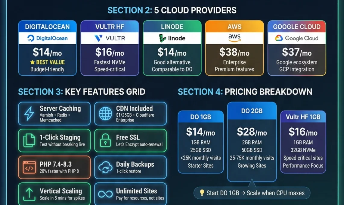 Cloudways hosting review graphic showing managed cloud hosting for faster WordPress sites